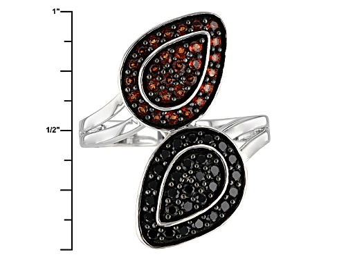 Pre-Owned .49ctw Round Vermelho Garnet™ And .52ctw Round Black Spinel Sterling Silver Bypass Ring - Size 5
