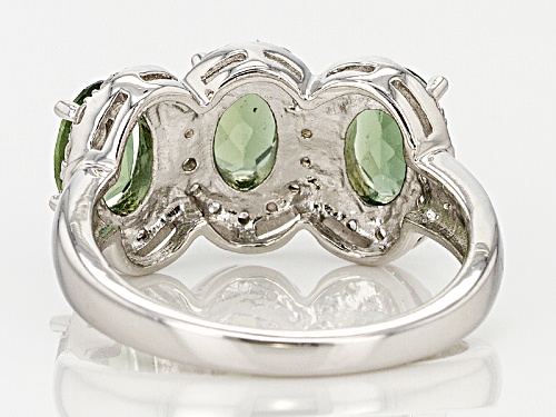 Pre-Owned 1.91ctw Oval Green Apatite With .38ctw Round White Zircon Sterling Silver 3-Stone Ring - Size 5