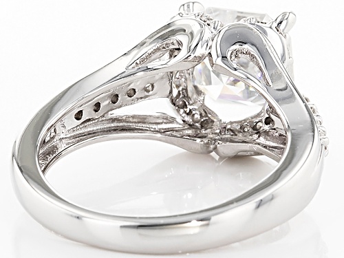 Pre-Owned Moissanite Fire® 3.38ctw Diamond Equivalent Weight Asscher Cut And Round Platineve™ Ring - Size 11