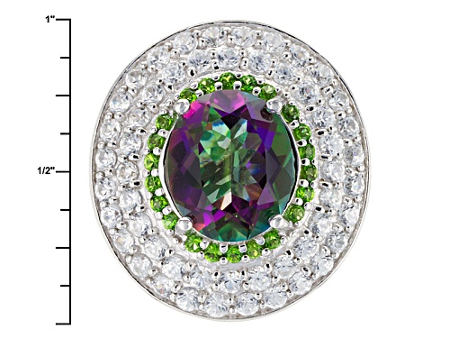 Pre-Owned 3.70ct Multicolor Quartz With .33ctw Russian Chrome Diopside And 3.07ctw White Zircon Silv - Size 5