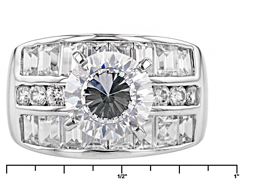 Pre-Owned Bella Luce ® Dillenum Cut 9.21ctw Rhodium Over Sterling Silver Ring (5.55ctw Dew) - Size 7