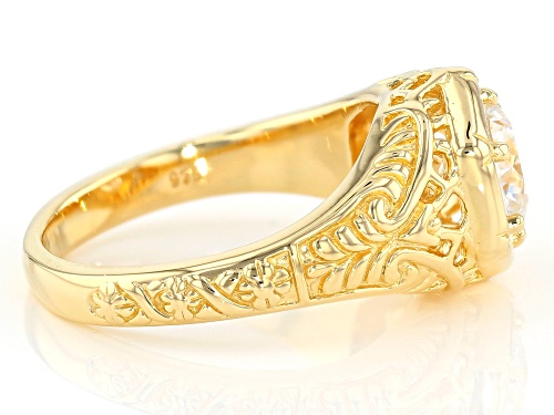 Pre-Owned Moissanite Fire® 1.00ct Dew Round 14k Yellow Gold Over Silver Ring - Size 10