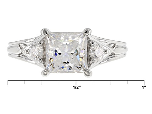 Pre-Owned Moissanite Fire® 2.02ctw Dew Princess Cut And Round Platineve™ Ring - Size 7