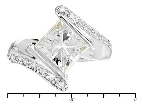 Pre-Owned Moissanite Fire® 3.24ctw Dew Square Brilliant And Round Platineve™ Ring - Size 7