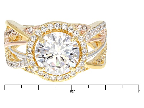 Pre-Owned Bella Luce®4.19ctw Rhodium Over Sterling Silver And Eterno ™ Yellow And Rose Ring (2.37ctw - Size 10
