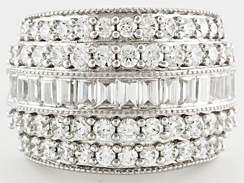 Pre-Owned Bella Luce ® 5.95ctw Baguette And Round Rhodium Over Sterling Silver Ring - Size 7