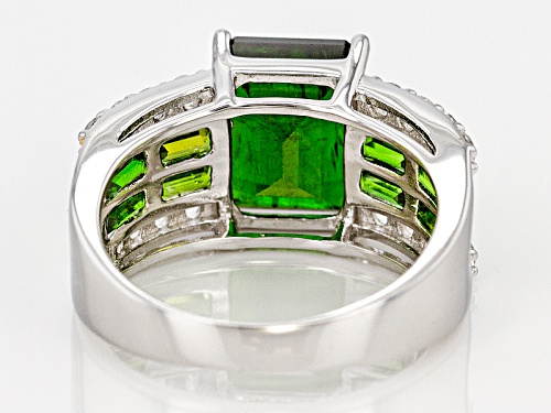 Pre-Owned 3.40ct Emerald Cut With 1.00ctw Baguette Chrome Diopside And .80ctw Round White Topaz Silv - Size 12