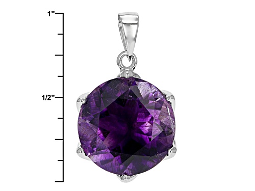 Pre-Owned 7.76ct Round Moroccan Amethyst With .11ctw Round White Zircon Sterling Silver Pendant With
