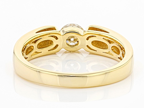 Pre-Owned MOISSANITE FIRE(R) .60CT DEW ROUND 14K YELLOW GOLD OVER SILVER MENS RING - Size 11