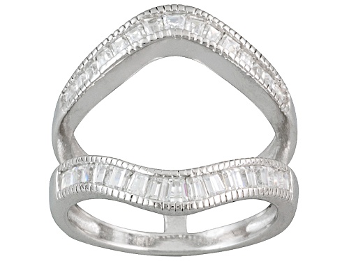 Pre-Owned Bella Luce ® 3.65ctw Round And Baguette Rhodium Over Sterling Silver Ring With Guard - Size 10