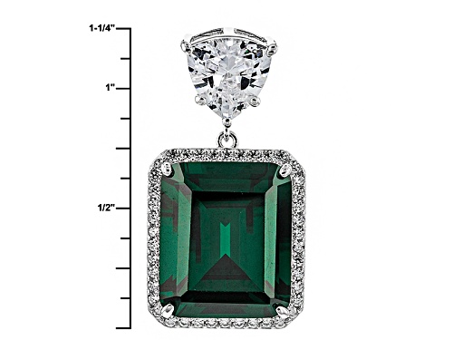 Pre-Owned Charles Winston For Bella Luce® Emerald & Diamond Simulants Rhodium Over Sterling Pendant