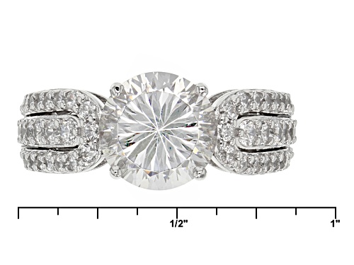Pre-Owned Bella Luce® Dillenium Cut 6.03ctw Diamond Simulant Rhodium Over Sterling Silver Ring (3.56 - Size 6