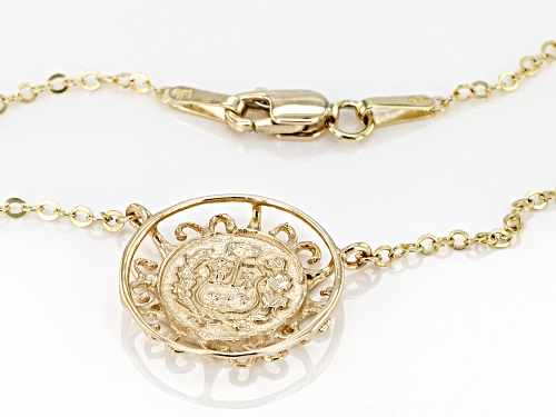 10k Yellow Gold Coin Design Necklace - Size 18