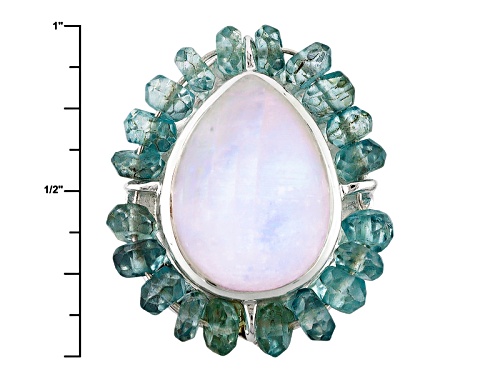 Pre-Owned Artisan Collection Of India™, 16x12mm Rainbow Moonstone And 6.40ctw Blue Topaz Silver R - Size 11