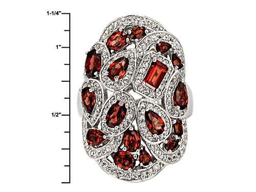 Pre-Owned 3.43ctw Mixed Shape Vermelho Garnet™ And .87ctw Round White Topaz Sterling Silver Ring - Size 10