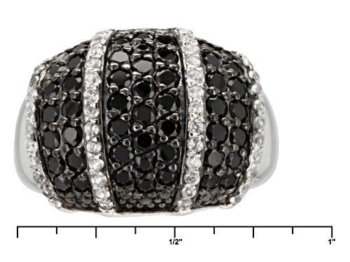 Pre-Owned 1.55ctw Round Black Spinel With .75ctw Round White Zircon Sterling Silver Ring - Size 12