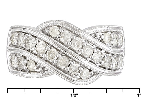 Pre-Owned .90ctw Round White Diamond 10k White Gold Ring - Size 6.5