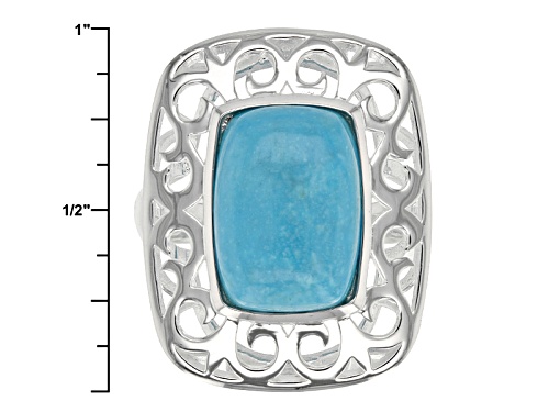 Pre-Owned  14x10mm Square Cushion Sleeping Beauty Turquoise Sterling Silver - Size 8