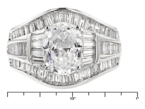 Pre-Owned Bella Luce ® 6.95ctw Diamond Simulant Oval & Baguette Rhodium Over Silver Ring. - Size 5