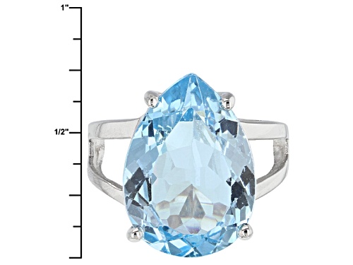 Pre-Owned 12.00ct Pear Shape Swiss Blue Topaz Sterling Silver Solitaire Ring - Size 5