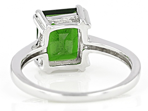 Pre-Owned 3.03ct Emerald Cut Russian Chrome Diopside And .12ctw Round White Zircon Sterling Silver R - Size 8