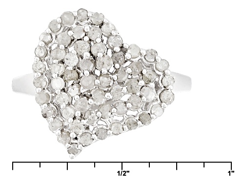 Pre-Owned 1.00ctw Round White Diamond Rhodium Over Sterling Silver Heart Ring - Size 7