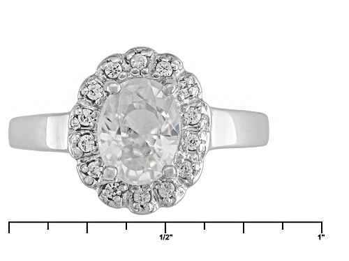 Pre-Owned 1.69ctw Oval And Round White Zircon Sterling Silver Ring - Size 7