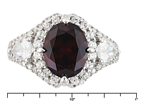 Pre-Owned Bella Luce ® Esotica ™ 6.83ctw Spessartite & Diamond Simulants Rhodium Over Sterling Ring - Size 5