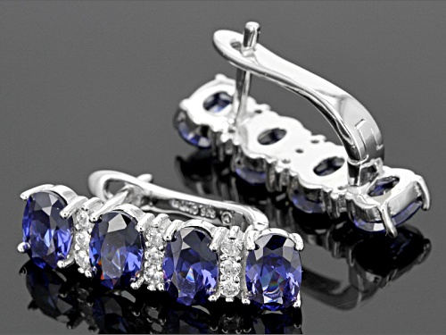 Pre-Owned Bella Luce®7.75ctw Tanzanite Simulant & White Diamond Simulant Rhodium Over Silver Ring &