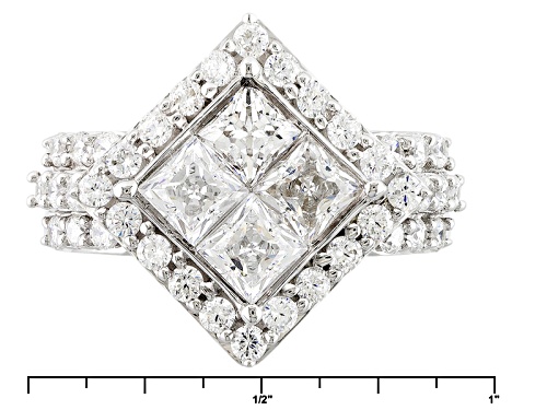 Pre-Owned Bella Luce ® 4.20ctw Diamond Simulant Rhodium Over Sterling Silver Ring (2.51ctw Dew) - Size 5