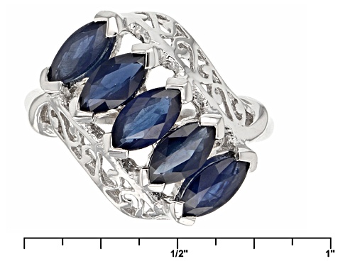 Pre-Owned Exotic Jewelry Bazaar™ 1.98ctw Marquise Kanchanaburi Sapphire Sterling Silver 5-Stone Ring - Size 5