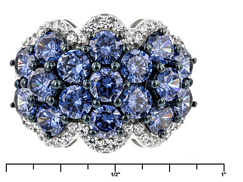 Pre-Owned Bella Luce ® 8.20ctw Sapphire And White Diamond Simulants Rhodium Over Sterling Silver Rin - Size 10