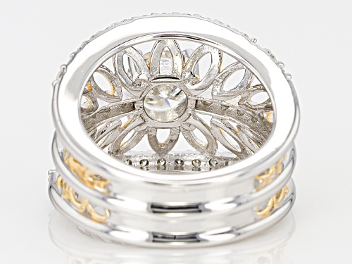 Pre-Owned Moissanite Fire® 1.80ctw Dew Platineve™ & 14k Yellow Gold Over Silver Two Tone Ring - Size 6