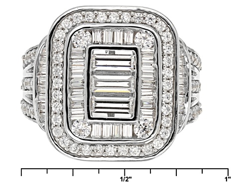 Pre-Owned Bella Luce ® 3.55ctw White Diamond Simulant Rhodium Over Sterling Silver Ring (2.48ctw Dew - Size 5