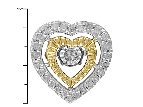 .20ctw Round White Dancing Diamond Rhodium Over Sterling Silver Heart Pendant With 18