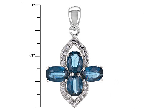 2.00ctw Oval Blue Kyanite And .20ctw Round White Zircon Sterling Silver Pendant With Chain