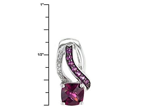 .97ctw Raspberry Color Rhodolite With .03ctw Zircon Rhodium Over Sterling Silver Pendant With Chain