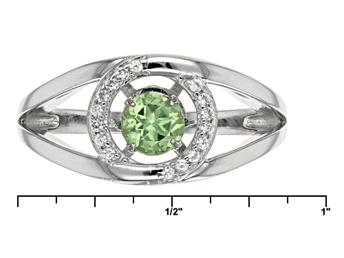 .45ct Dancing Round Tsavorite And .13ctw Round White Zircon Sterling Silver Ring - Size 7