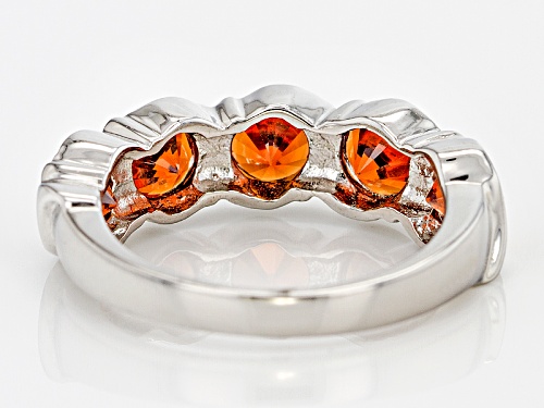 1.35ctw Round Orange Mandarin garnet Sterling Silver 5-Stone Band Ring - Size 8
