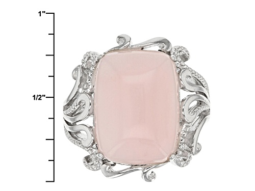 16x12mm Rectangular Cushion Peruvian Pink Opal Sterling Silver Ring - Size 6