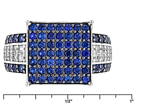 1.02ctw Round Lab Created Blue Spinel With .29ctw Round White Zircon Sterling Silver Ring - Size 6
