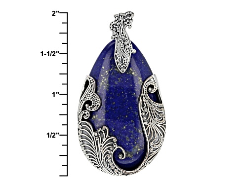 40x25mm Pear Shape Cabochon Lapis Lazuli Sterling Silver Solitaire Enhancer With Chain