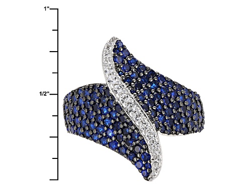 1.80ctw Round Lab Created Blue Spinel And .19ctw Round White Topaz Sterling Silver Ring - Size 5
