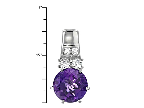 2.08ct Moroccan Amethyst And .28ctw White Zircon Rhodium Over Sterling Silver Pendant With Chain