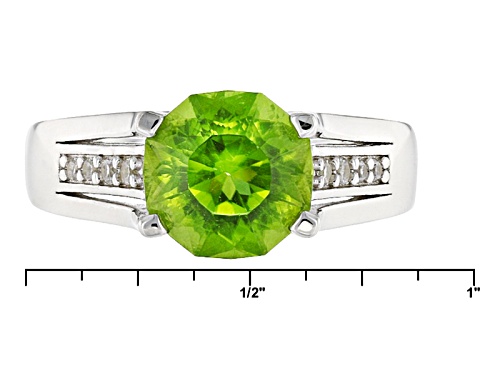 2.80ct Round Manchurian Peridot™ And .23ctw Round White Zircon Sterling Silver Ring - Size 8