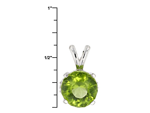 2.80ct Round Manchurian Peridot™ And .06ctw Round White Zircon Sterling Silver Pendant With Chain