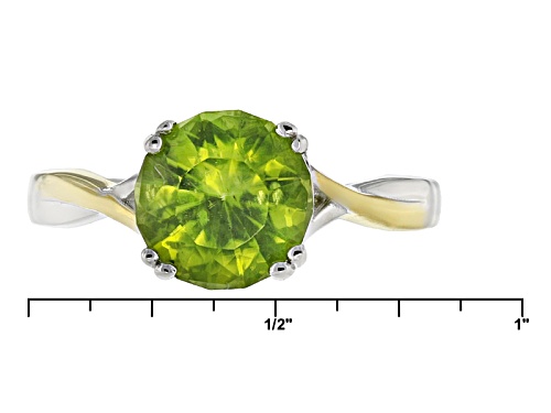 2.80ct Round Manchurian Peridot™ Two-Tone Sterling Silver Solitaire Ring - Size 11