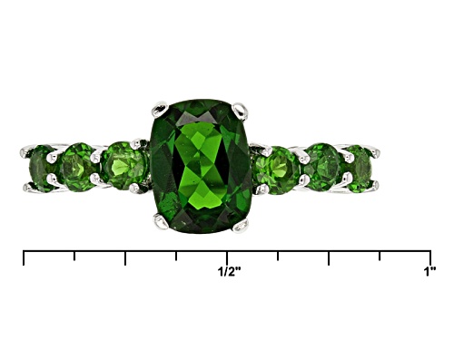 1.75ctw Rectangular Cushion And Round Russian Chrome Diopside Sterling Silver Ring - Size 11