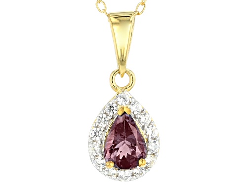 .59ct Color Shift Garnet With .27ctw White Zircon 18k Gold Over Sterling Silver Pendant With Chain