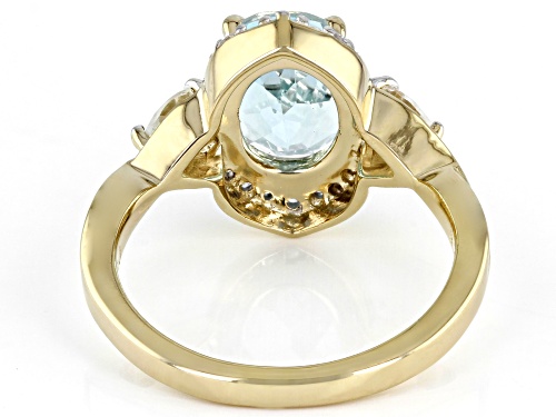 2.72ct Oval Glacier Topaz™ and .55ctw White Zircon 18K Yellow Gold Over Sterling Silver Ring - Size 9